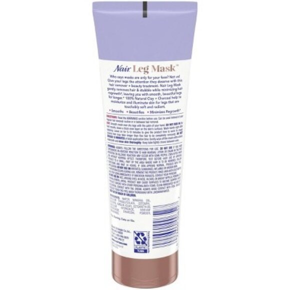 Nair Leg Mask Brighten & Smooth With 100% Natural Clay & Charcoal 8 Oz - Picture 2 of 4